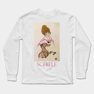 Woman with Greyhound, Edith Schiele (1916) by Egon Schiele Long Sleeve T-Shirt